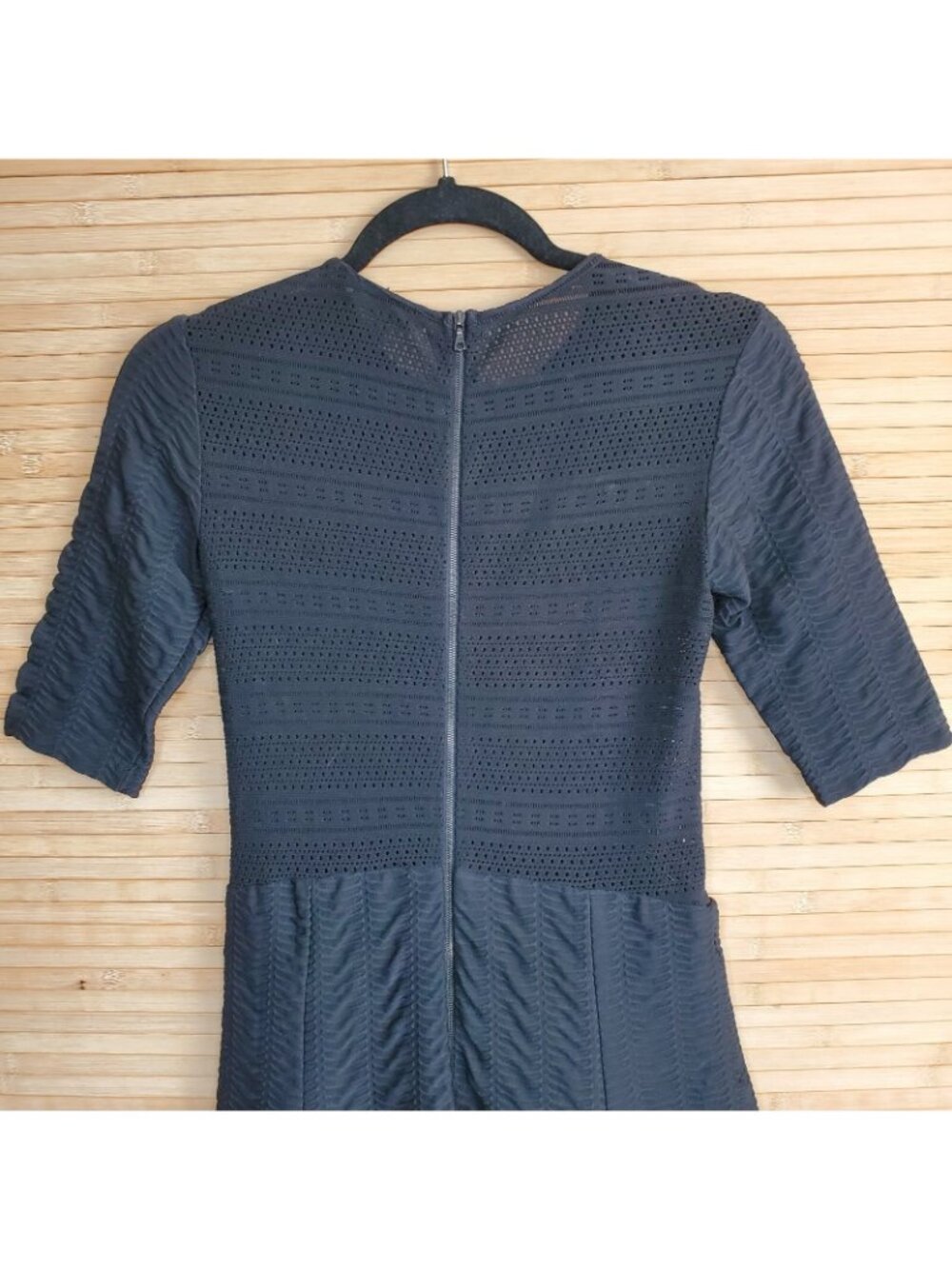 Rag & Bone Dress Niki Black Stretch Pointelle Knit Size 0 Fit & Flare Mini - Picture 9 of 10